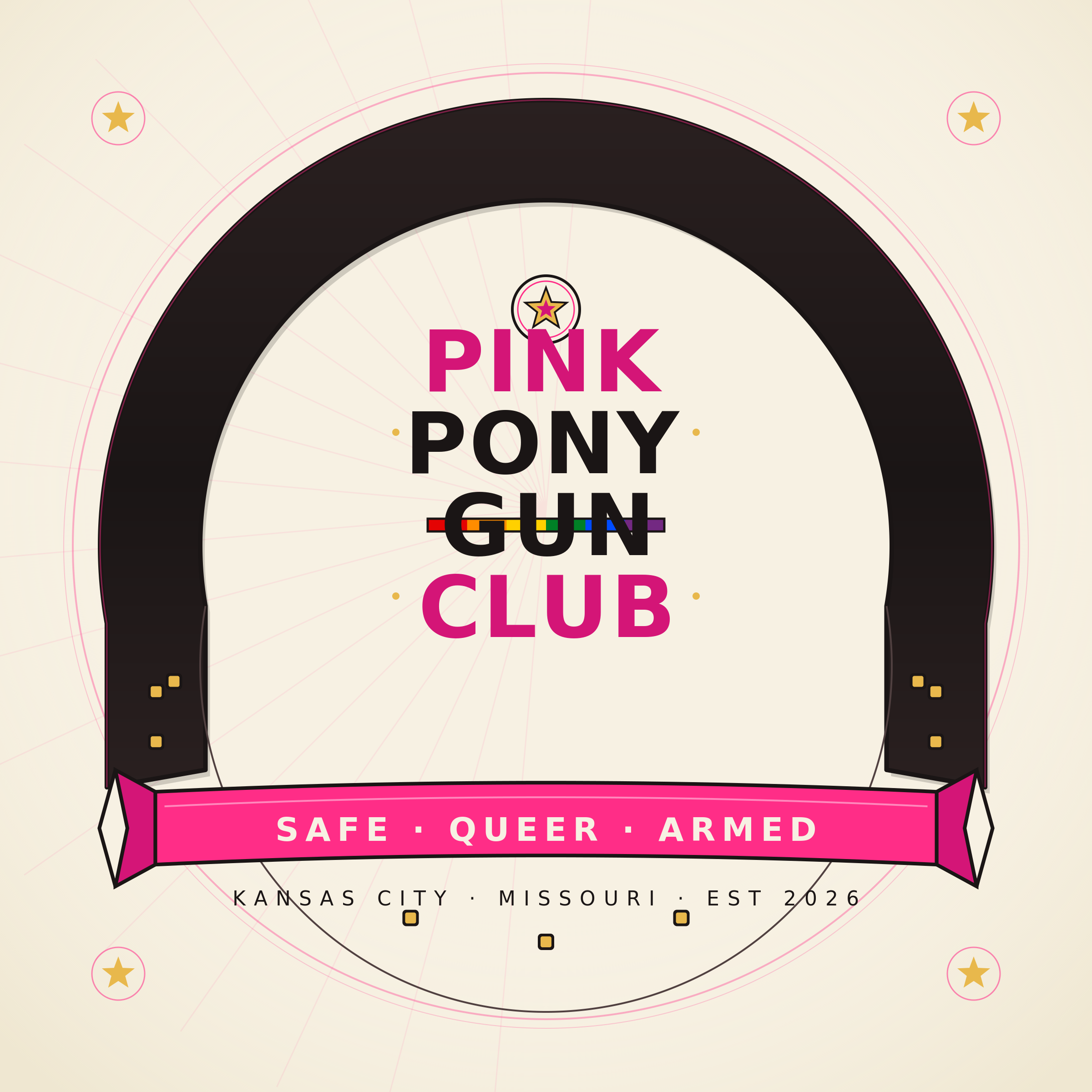 Pink Pony Gun Club horseshoe emblem