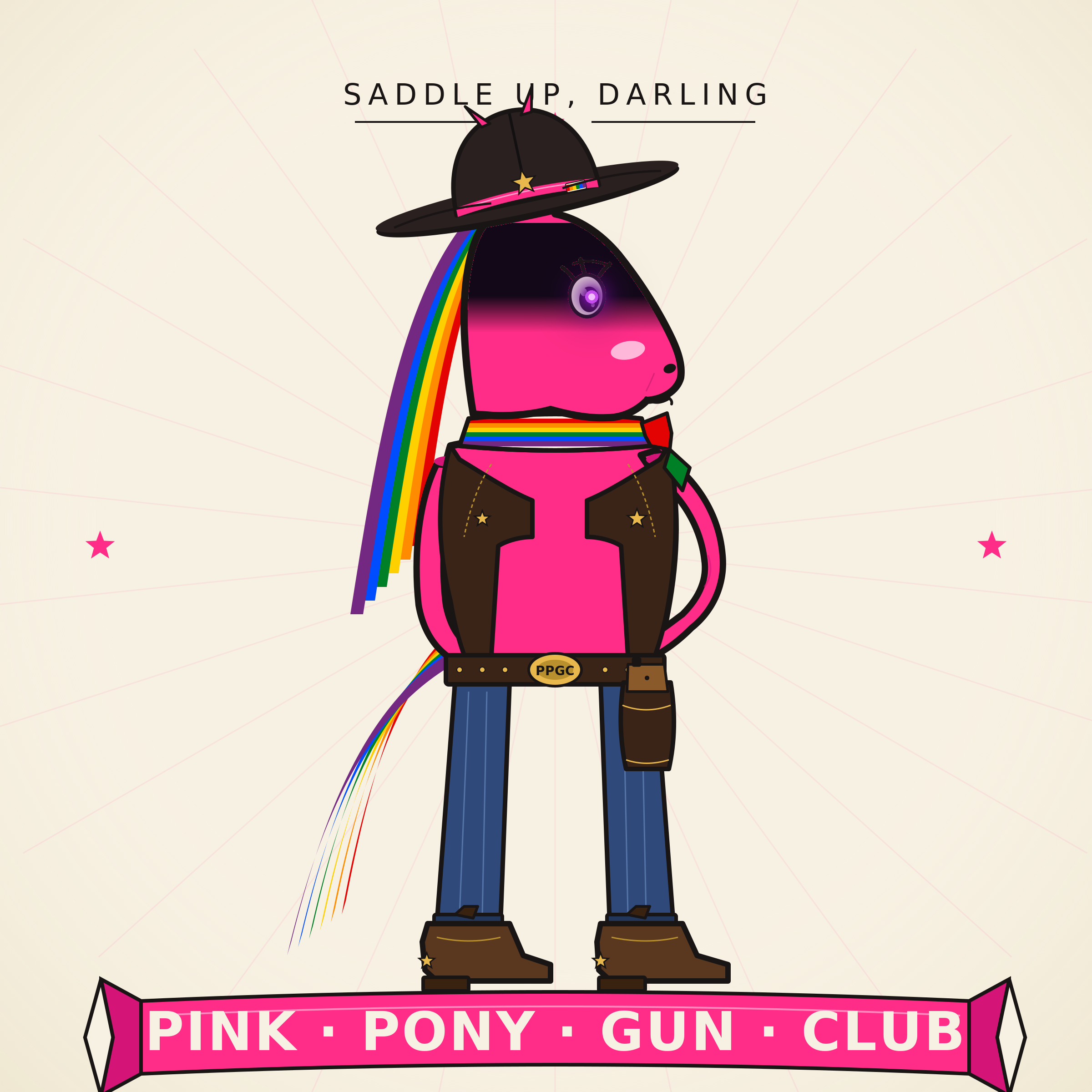 Saddle Up, Darling — the Pink Pony Gun Club mascot
