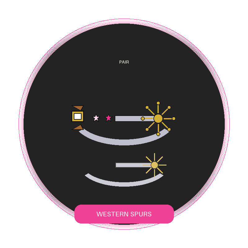 Rowel Spurs — Gold & Pink